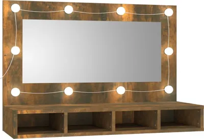 Produktbild von Spiegelschrank mit LED Räuchereiche 90x31,5x62 cm