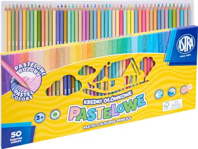 A box of Astra pastel colored pencils.