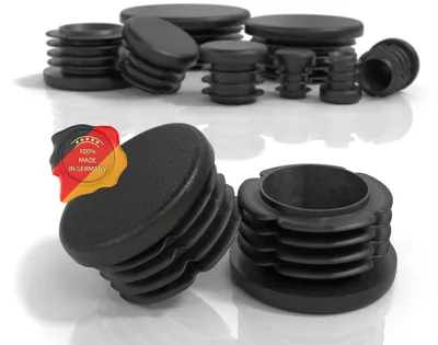 Zdjęcie produktu dla PD® Wkładki uszczelniające, okrągłe, średnica 40 mm, do rur okrągłych - czarne końcówki | 10 sztuk