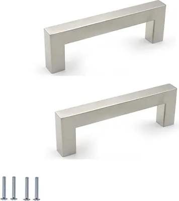 Produktbild von Zilberne Küchenschrank-Handgriffe - Modernes Design - 2 Stück - 96mm