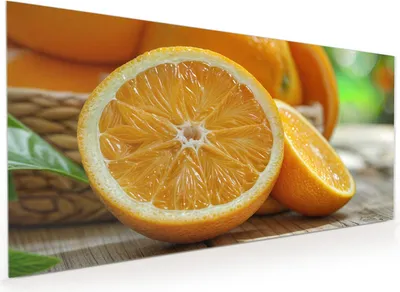 Produktbild von Küchenrückwand Spritzschutz Glas mit Motiv Frische Orangen 40 x 40 cm