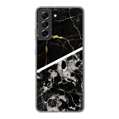 Produktbild von MuchoWow® Handyhülle Schutzhülle Hülle für Samsung Galaxy S21 FE Marmor - Gold - Luxus Silikon Softcase Handy Hülle - Mobiltelefonhülle