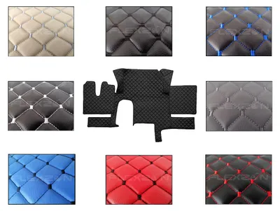 Produktbild von Leder-Fußmatten für MAN TGX, Automatik, kleine Box, zwei Schubladen, , kapitoniert, Luxusqualität, verschiedene Ausführ