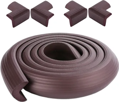Image de CANDeal 2 mètres de protection de bord de fil rayé et 4 x protections de coin, mousse haute densité premium bébé outil ménager de protection pour table, banc et autres meubles de maison - Marron