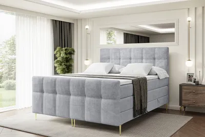 Produktbild von ALTDECOR Boxspringbett mit Gold Füßen, Matratze und Lattenrost, Topper, Fußteil, Polsterbett mit Bettkasten, Bett mit Stauraum H3- und H4- Matratze -MARCE-FZ-Z KING-160x200 - Grau Monolith