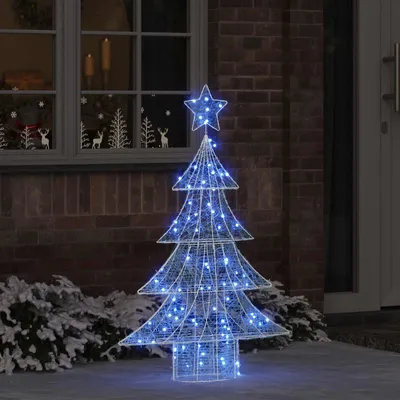 Image de Arbre de Noël vidaXL, 100 LED bleues, 120 cm, acrylique