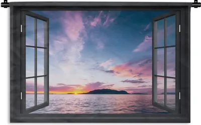 Produktbild von MuchoWow® Wandteppich Wandbehang Mit Blick auf - Meer - Sonnenuntergang 150x100 cm Tapisserie Dekoration Wandtuch - Waschbar - Tapisserien - Wand-Decke