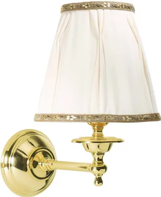 Produktbild von Wandlampe Messing Stoff E14 26 cm hoch in poliert Weiß Klassisch Wandleuchte