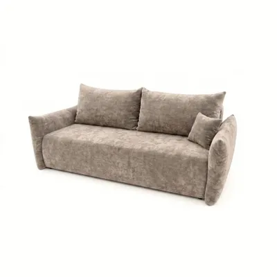 Produktbild von Sofa MELIO mit Schlaffunktion und Bettkasten – modernes Schlafsofa aus Chenille für Wohnzimmer und Gästezimmer, bequemes 3-Sitzer Bettsofa Dunkelbeige