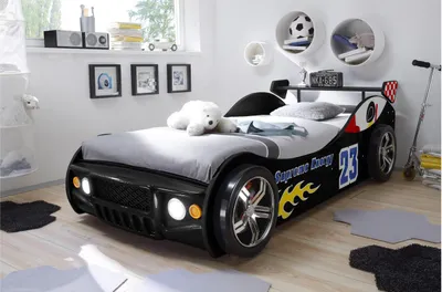 Produktbild von Autobett ENERGY MDF Kinderbett Bett schwarz lackiert inkl. Beleuchtung