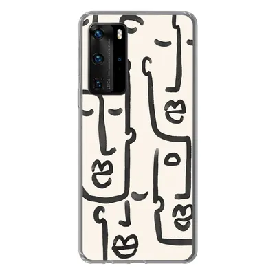Produktbild von MuchoWow® Handyhülle Schutzhülle Hülle für Huawei P40 Pro Muster - Abstrakt - Linienkunst Silikon Softcase Handy Hülle - Schutz