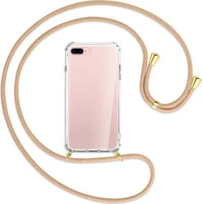 Produktbild von Handykette Backcover-Schutzhülle mit Band (Metall goldfarben) für Apple iPhone 7 Plus / 8 Plus - beige