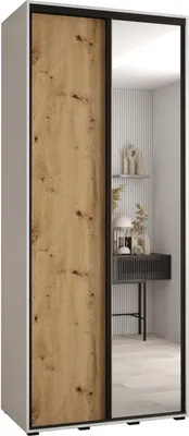 Produktbild von MEBLE KRYSPOL Davos 3 Schrank, zwei Türen - 235,2x100x45 cm - Weiß Artisan Schwarz