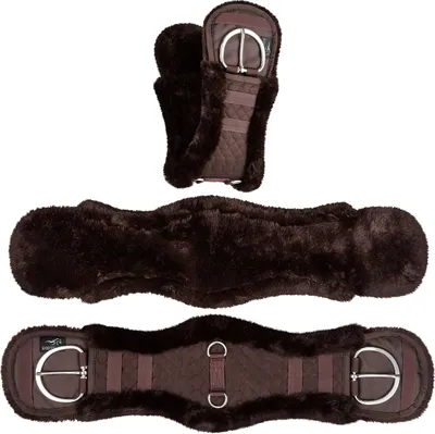 Produktbild von Equinate Westerngurt Classical anatomisch mit synthetischem Lammfell 70cm - 28" Braun