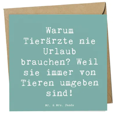 Produktbild von Mr. & Mrs. Panda doppelkarte Spruch Tierarzt Freude - Meeresbrise - Geschenk, Ärzte für Tiere, Beruf, Berufsprodukte, Klappkarte, Tierarztspruch, Glückwunschkarte, Katzen