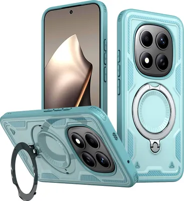 Produktbild von Dual Layer Hülle für Xiaomi Redmi Note 15 Pro 5G mit Ring Ständer Magnetisch Stoßfest Handyhülle Türkis