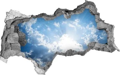 Produktbild von Selbstklebender Loch-3D-Aufkleber 95x73 cm Wolken im Himmel