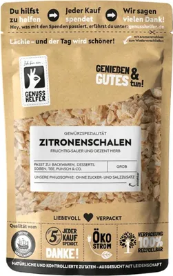 Produktbild von Zitronenschalen, Stücke, getrocknete Zitrone, zum Backen und Kochen, 3 x 100g
