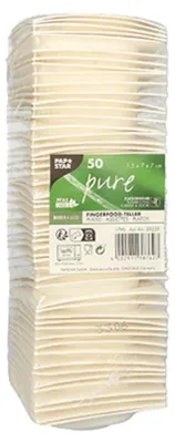 Produktbild von Fingerfood - Teller, Zuckerrohr "pure" eckig 1,5 cm x 7 cm x 7 cm weiss