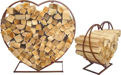 Produktbild von Brennholz Stapelregal  WH1005 Design Herz/ rost-optik 2er Set