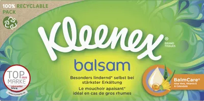 Produktbild von Kleenex Taschentücher Balsam 4-lagig weiß 56er Box