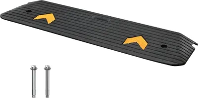 Obrázek produktu pro Pevná gumová prahová rampa - 15tunová prahová rampa - obrubníková rampa s kanálem - 113x24,1x2,5cm - rampa pro vozíčkáře - přístupová rampa - gumová rampa - nerovný terén - obrubníky.