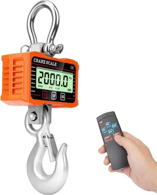 Produktbild von Digitale Kranwaage 2000 kg - Industrielle Hängewaage - Schwerlast bis 2 t - LCD-Display - Fernbedienung