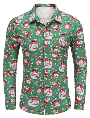 Produktbild von Lässiges Herrenhemd für Weihnachten – Langarm – Grün
