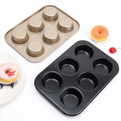 Immagine prodotto di Stampi per muffin (2 pezzi), ideali per dolci semplici come cupcake e brownies, nero e oro, 26,5 x 18,5 x 2,8 cm