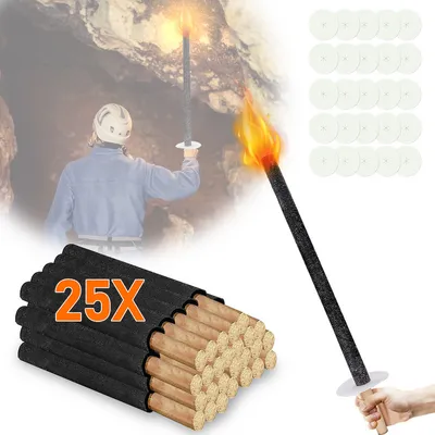 Immagine prodotto di TolleTour torce a cera con protezione per le mani torce per esterni, torce con tempo di combustione 45 min per giardino esterno 25 pezzi