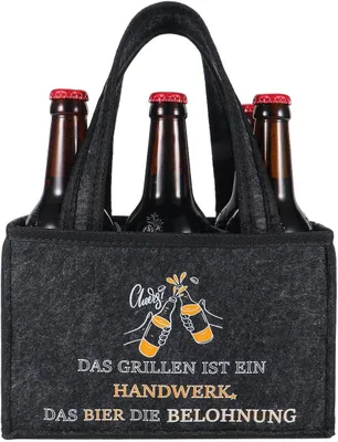 Produktbild von Bierflaschentasche, Filz, 6 Flaschen, für Grillen, grau