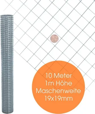 Produktbild von Volierendraht 4-Eck Maschendraht 1,0 x 10m 19x19 mm Gartenzaun Zaun verzinkt
