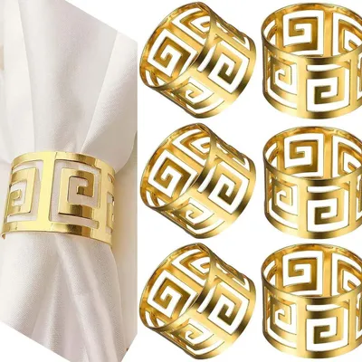Produktbild von INF Geometrische goldene Serviettenringe 10er Set - Tischdeko