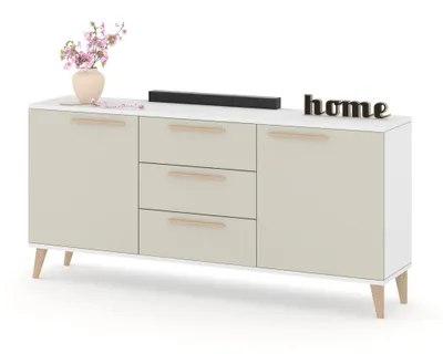 Produktbild von Kommode mit Schubladen Fernsehschrank HANA 3S Weiß Matt/Kaschmir 150cm