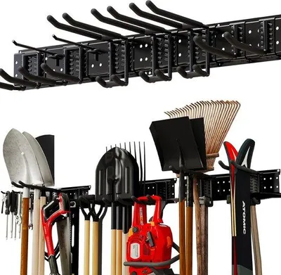 Image de Organisateur pour outils - Étagère murale - Rangement pour outils - Crochets réglables - 122 cm - Noir