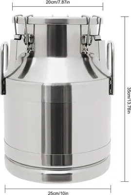 Zdjęcie produktu dla Pojemnik na mleko ze stali nierdzewnej - 10 litrów, pojemnik do przechowywania - szczelny z pokrywą - przeznaczony do kontaktu z żywnością - wymiary 25 x 35 cm - idealny do użytku w stołówkach i gastronomii