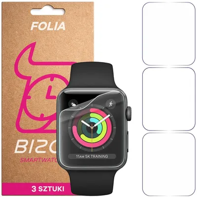 Produktbild von Schutzfolie für den Bildschirm für Apple Watch 3 / 2 / 1 42 mm, Bizon Watch HydroFlex, 3 Stück