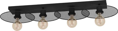 Produktbild von EGLO Deckenlampe Ikeston, 4-flammige Deckenleuchte, Deckenbeleuchtung Vintage, Industrial, Retro, Wohnzimmerlampe aus schwarzem Stahl, mit E27 Fassung