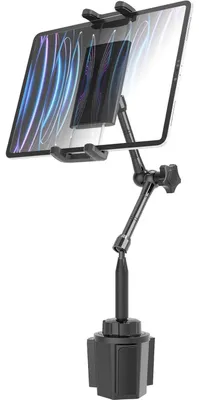 Image de Support pour tablette de voiture, avec bras métallique réglable, compatible avec les voitures particulières et les camions, pour tablettes et smartphones de 4,7 à 13 pouces