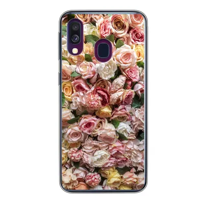 Produktbild von MuchoWow® Handyhülle Schutzhülle Hülle für Samsung Galaxy A40 Rosen - Farben - Wand Silikon Softcase Handy Hülle - Handy-Tasche