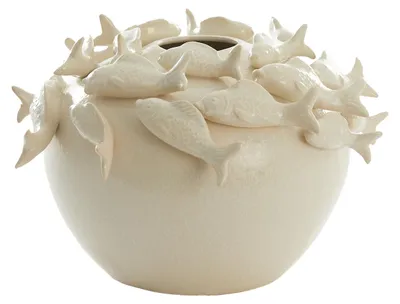 Produktbild von Light & Living Keramikvase FISH in Creme – Ø40x27 cm