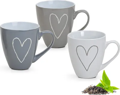 Produktbild von Grosse Kaffeetassen Landhaus-Stil Herzen Kaffeebecher