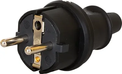 Produktbild von Schukostecker 16A 230V Gummistecker Schuko Schutzkontakt IP44 schwarz