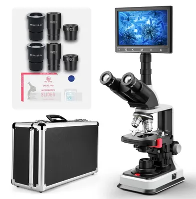 Obrázok produktu pre Laboratórny trinokulárny mikroskop s 40x až 2500x zväčšením a 7-palcovým LCD displejom