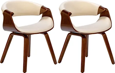 Produktbild von 2er Set Esszimmerstuhl HLO-CP2 Stoff walnuss/creme