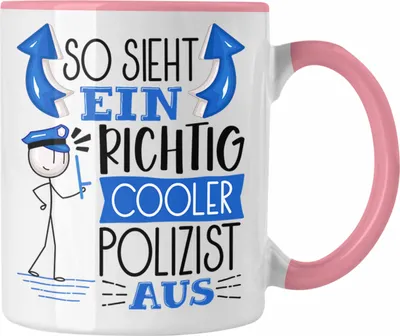 Produktbild von Trendation - Polizist Tasse Geschenk So Sieht Ein RIchtig Cooler Polizist Aus Geschenkidee Lustiger Spruch Geburtstag Becher Kaffeetasse (Rosa)