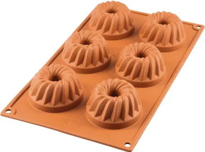 Produktbild von Silikomart Muffinbackform Gugelhupf 6er Ø7cm H 3,6cm Silikon, terracotta