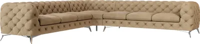 Produktbild von S-STYLE MÖBEL - Chesterfield Ecksofa Cleo mit Silber Metall Füßen aus Beige Samtstoff, B/T/H: 323 cm/ 323 cm/ 75 cm