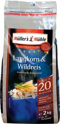 Produktbild von Müllers Mühle Langkorn und Wildreis herzhaft nussig würzig 2000g
