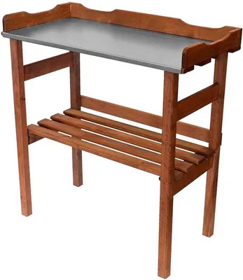 Produktbild von Pflanztisch 80x40x86cm Holz Tisch verzinkte Arbeitsplatte m. Ablagefach